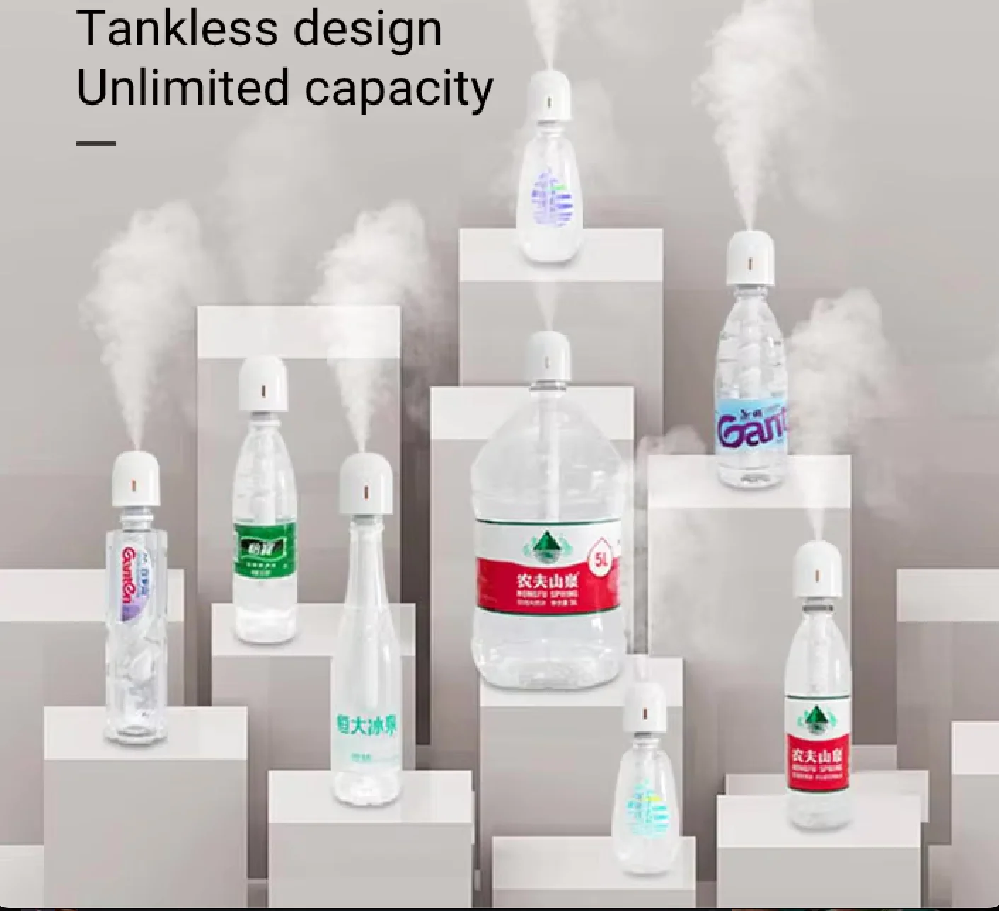 Portable Wireless Water Bottle Humidifier – Rechargeable Mini Air Diffuser & Cool Mist Maker - Image 2