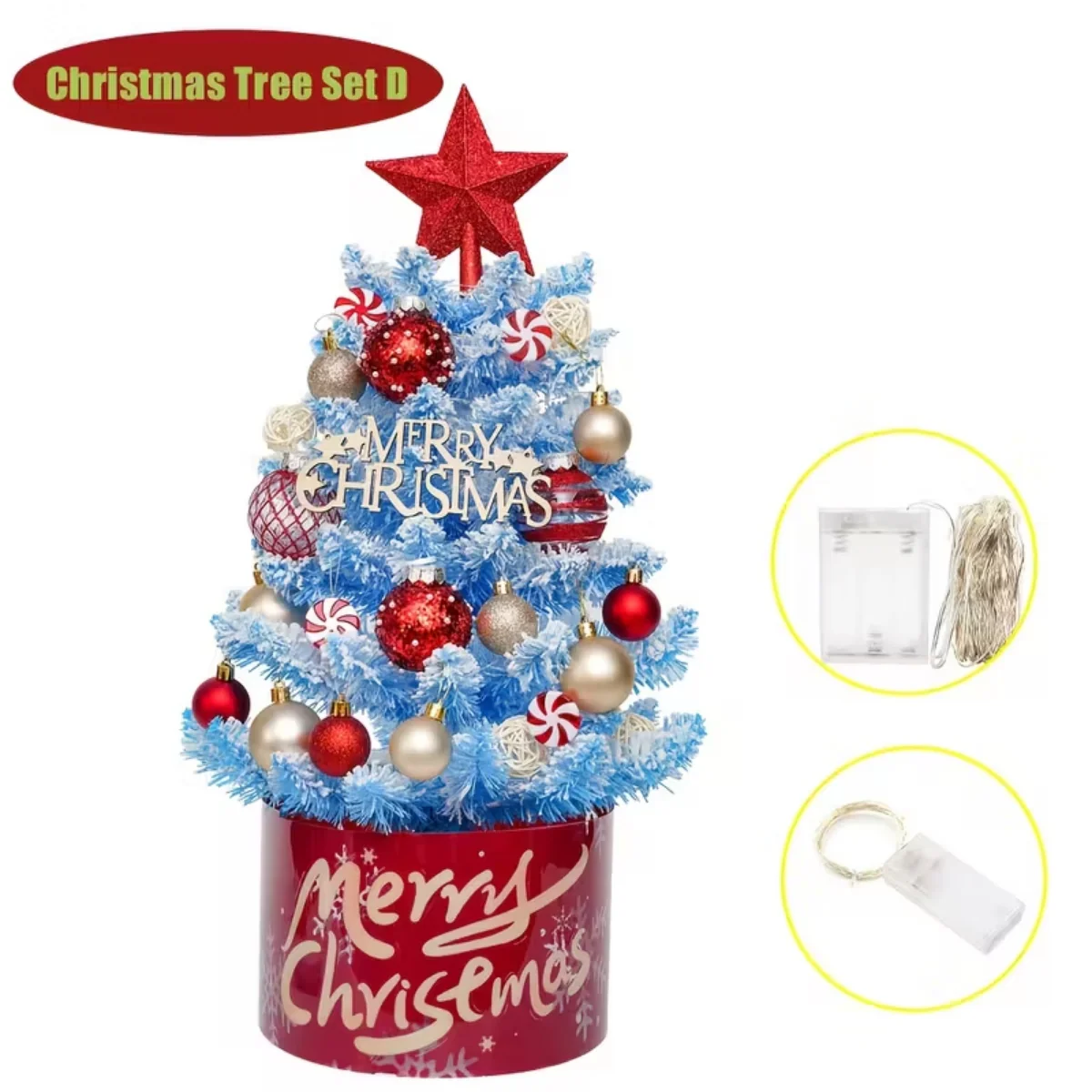 Pre-Lit Christmas Tree Kit with LED Lights & Decorative Orbs - Image 10