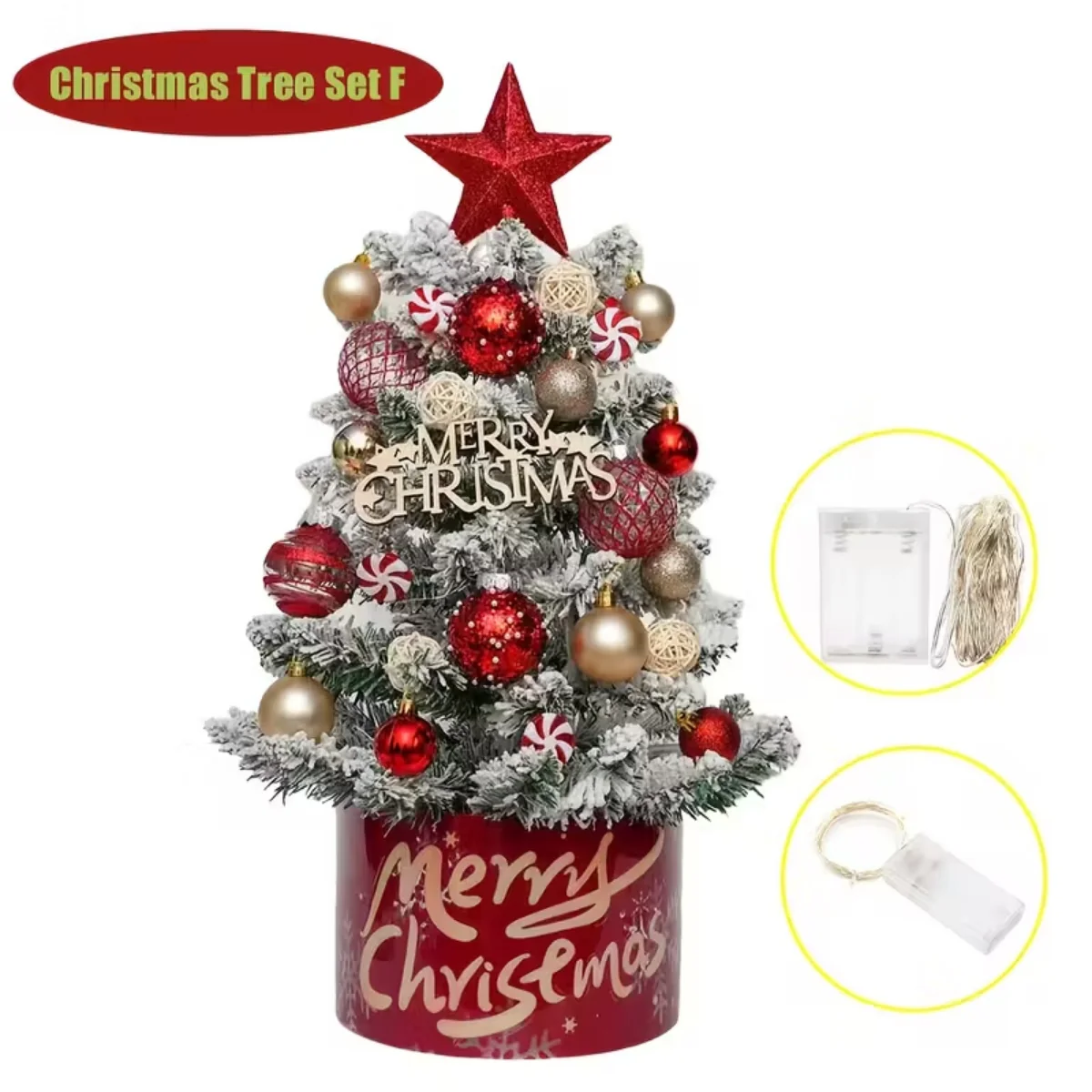 Pre-Lit Christmas Tree Kit with LED Lights & Decorative Orbs - Image 11