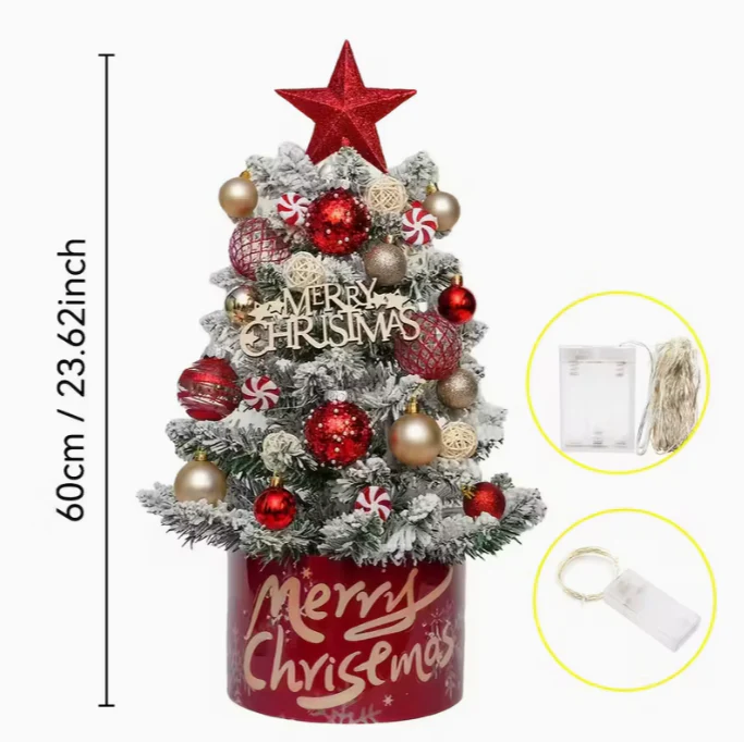 Pre-Lit Christmas Tree Kit with LED Lights & Decorative Orbs - Image 6