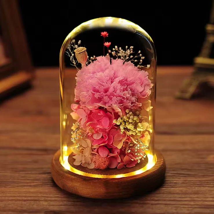 Preserved Flowers Glass Dome with LED Lights - Image 2