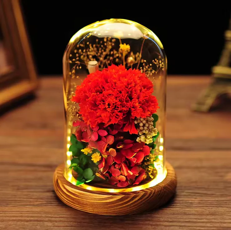 Preserved Flowers Glass Dome with LED Lights - Image 3