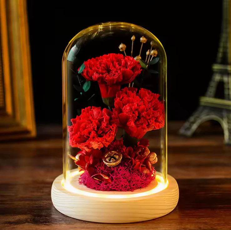 Preserved Flowers Glass Dome with LED Lights - Image 4
