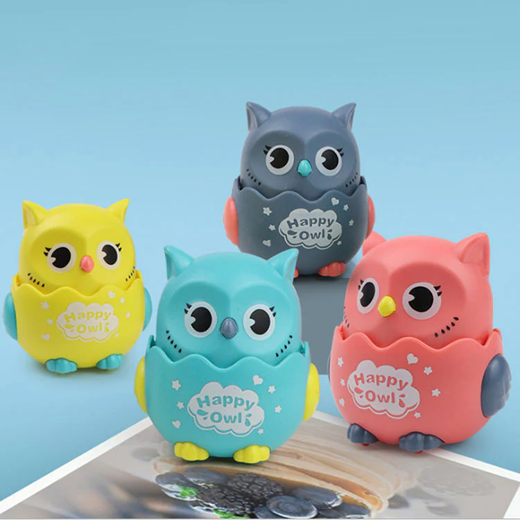 Press-and-Go Sliding Owl Toy with Rotating Head for Kids - Image 2