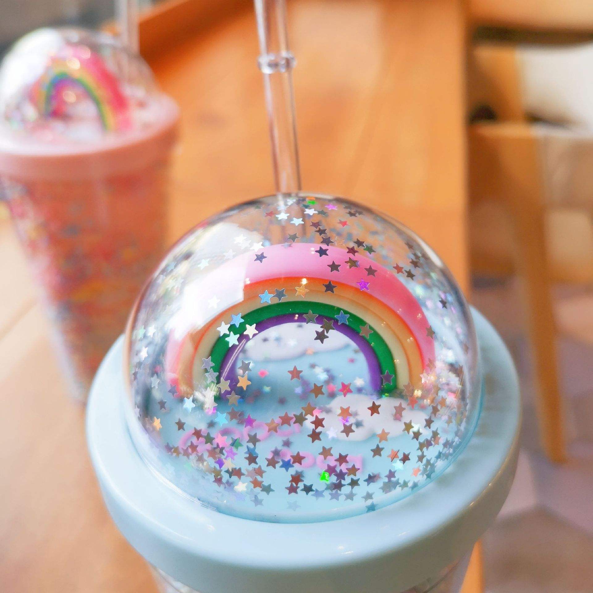 Rainbow Sparkle Tumbler – Double-Wall Glitter Sipper Cup with Straw - Image 4