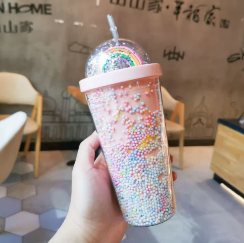 Rainbow Sparkle Tumbler – Double-Wall Glitter Sipper Cup with Straw - Image 5
