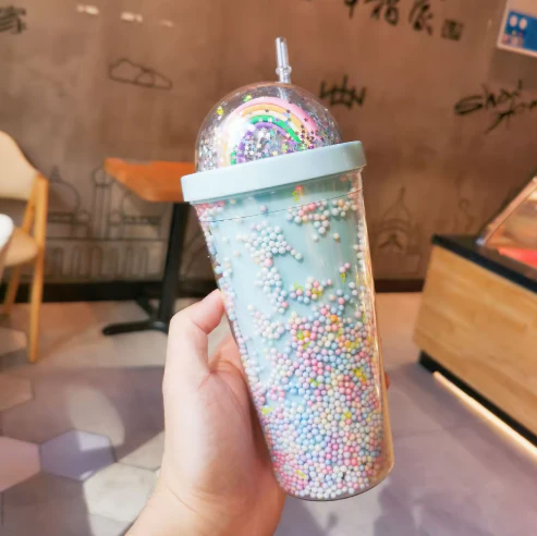 Rainbow Sparkle Tumbler – Double-Wall Glitter Sipper Cup with Straw - Image 6