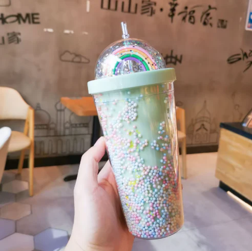 Rainbow Sparkle Tumbler – Double-Wall Glitter Sipper Cup with Straw - Image 8