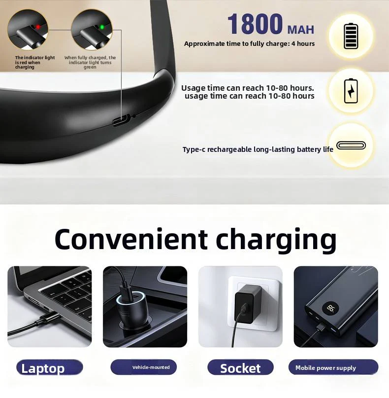 Rechargeable LED Neck Reading Light - Hands-Free Eye Protection Book Light - Image 3