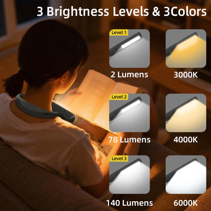 Rechargeable LED Neck Reading Light - Hands-Free Eye Protection Book Light - Image 5