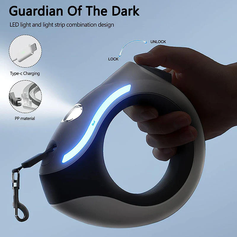 Rechargeable LED Retractable Dog Leash - Image 2