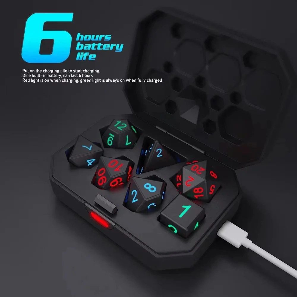 Rechargeable LED RPG Dice Set (7-Piece Light-Up Electronic Dice) - Image 3