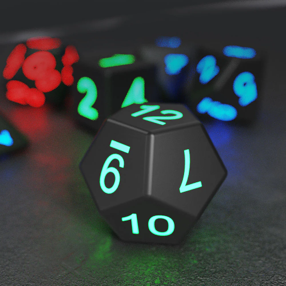 Rechargeable LED RPG Dice Set (7-Piece Light-Up Electronic Dice) - Image 4
