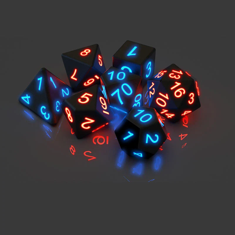 Rechargeable LED RPG Dice Set (7-Piece Light-Up Electronic Dice) - Image 5