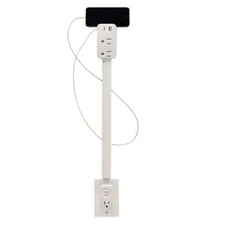 Retractable 2-Outlet Wall Plug Extender with USB & Type-C Fast Charging - Image 2
