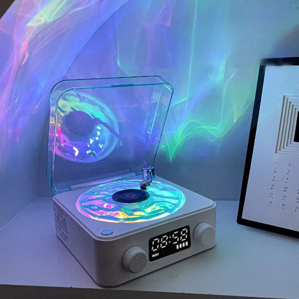 Retro-Style Portable Speaker with White Noise & RGB Light