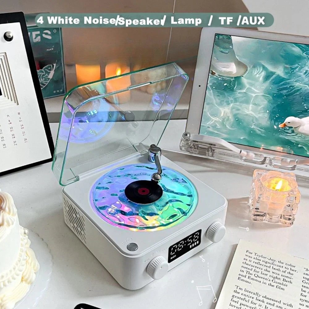Retro-Style Portable Speaker with White Noise & RGB Light - Image 4