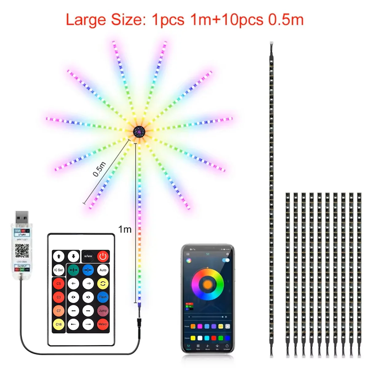 RGBIC Firework LED Strip Light – Bluetooth + App Control Neon Light - Image 2