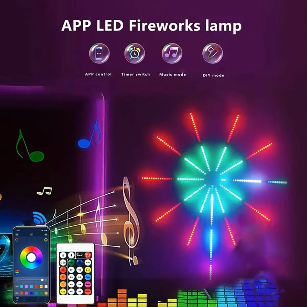 RGBIC Firework LED Strip Light – Bluetooth + App Control Neon Light - Image 6