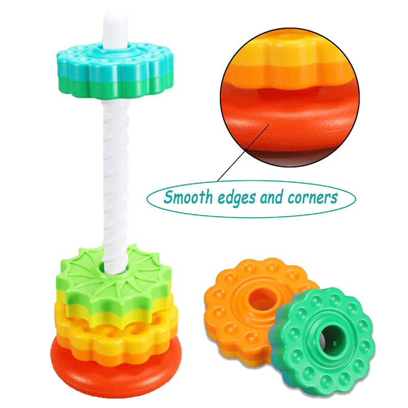 Rotating Rainbow Tower - Montessori Stacking Puzzle Toy - Image 4