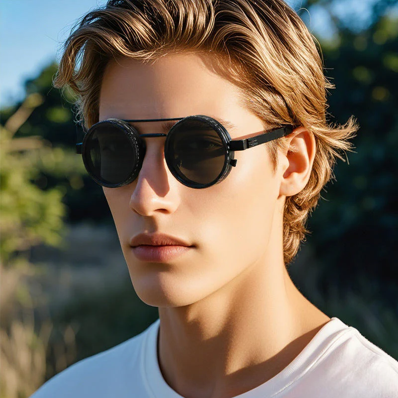 Round Polarized Sunglasses with Adjustable Brightness - Image 2