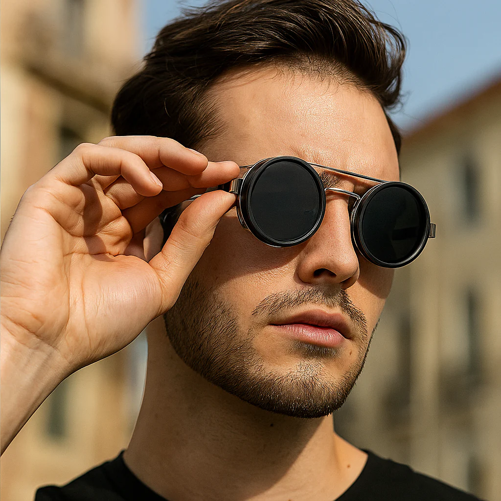 Round Polarized Sunglasses with Adjustable Brightness - Image 3