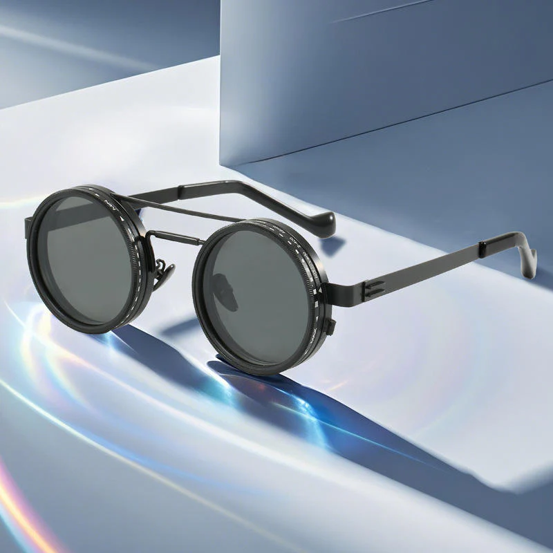 Round Polarized Sunglasses with Adjustable Brightness - Image 4