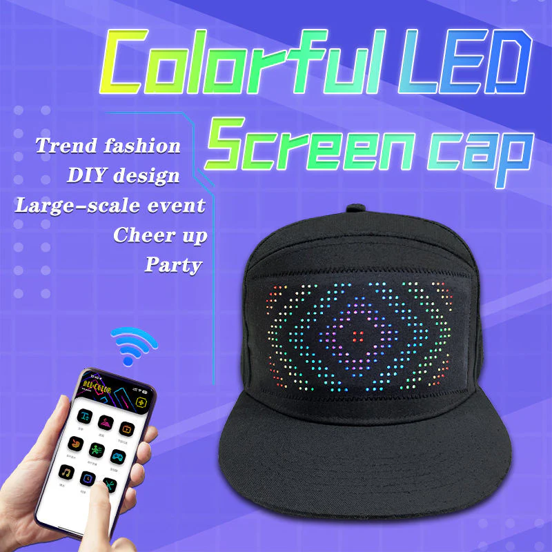 Smart Bluetooth LED Baseball Cap – Programmable Multilingual Display
