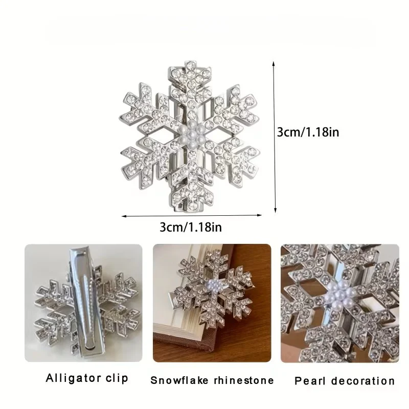 Sparkling Diamond Snow Hair Clips – Elegant Winter Metal Alligator Barrettes - Image 2