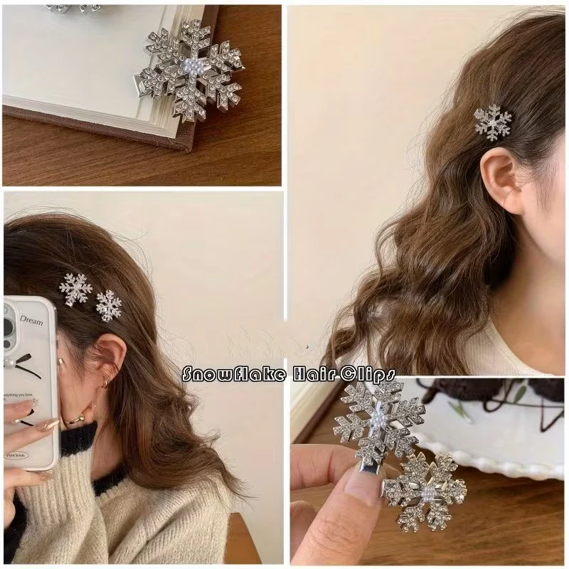 Sparkling Diamond Snow Hair Clips – Elegant Winter Metal Alligator Barrettes - Image 3