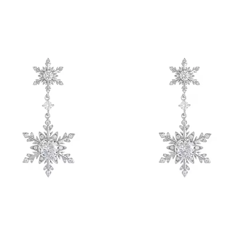 Sparkling Snowflake Dangle Earrings ā Rhinestone Winter Holiday Jewelry - Image 5