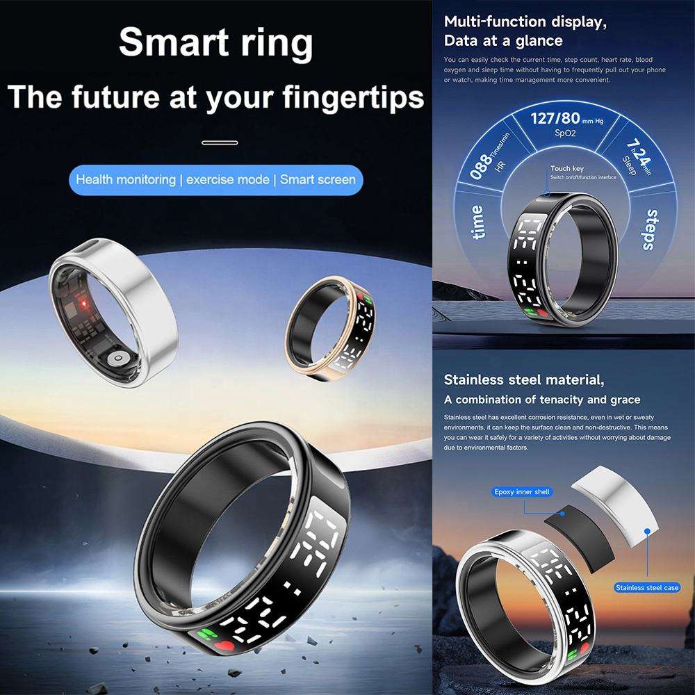 SR08 Stainless Steel Smart Ring with Display – Fitness & Activity Tracker - Image 3