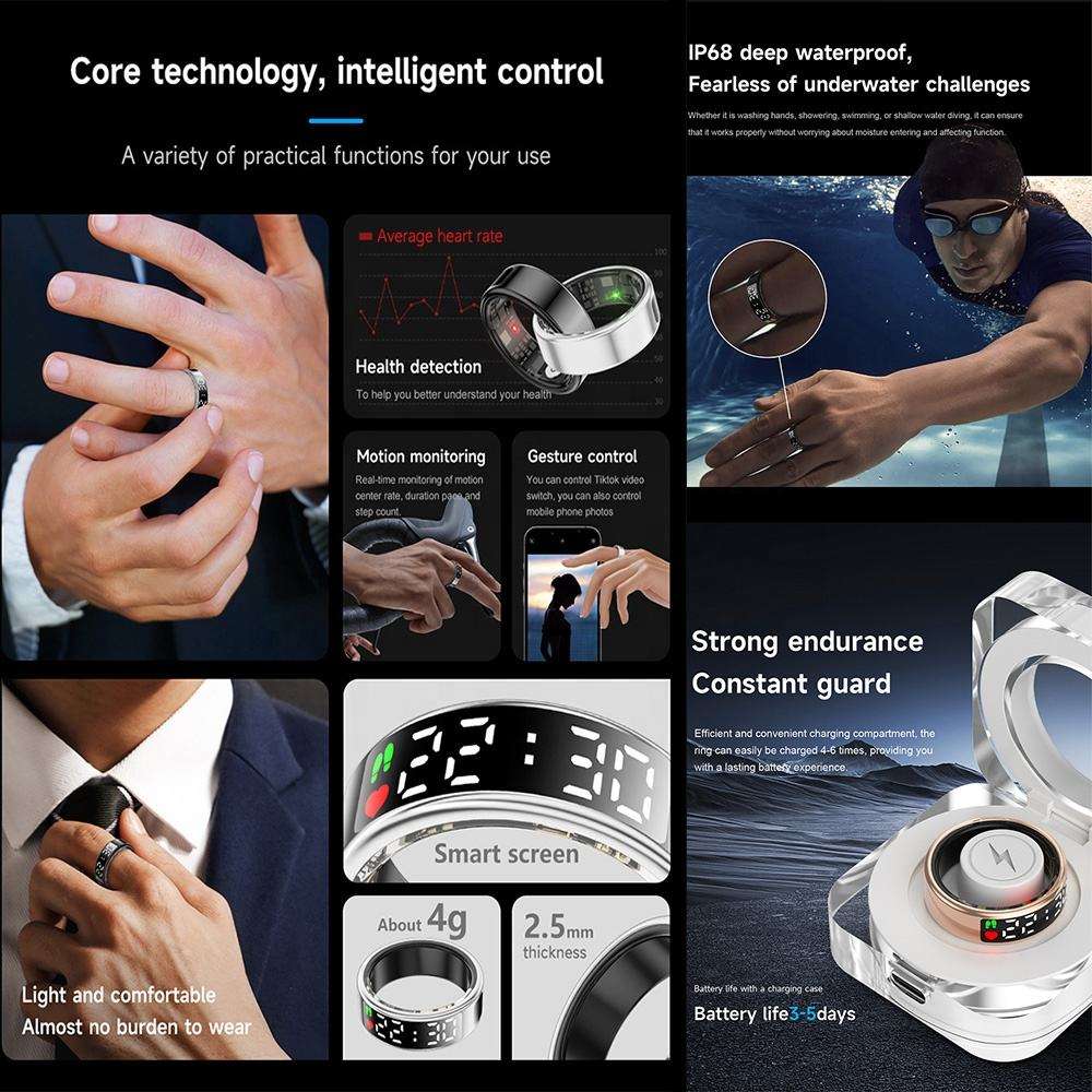 SR08 Stainless Steel Smart Ring with Display – Fitness & Activity Tracker - Image 4