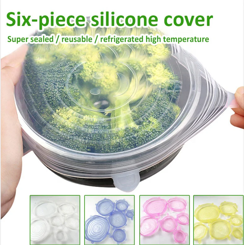Stretch Lids Reusable Silicone Covers - 6-Pack Multi-Size Universal Food Fresh Covers - Image 2