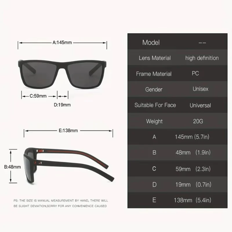 T218 Polarized Sport Sunglasses for Men – Anti-Glare Large Square Frame – Impact Resistant UV Protection - Image 5