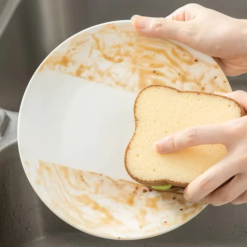Toast-Shaped Dishwashing Sponge Set - Soft & Absorbent Bread Slice Cleaning Sponges for Dishes & Pots - Image 3