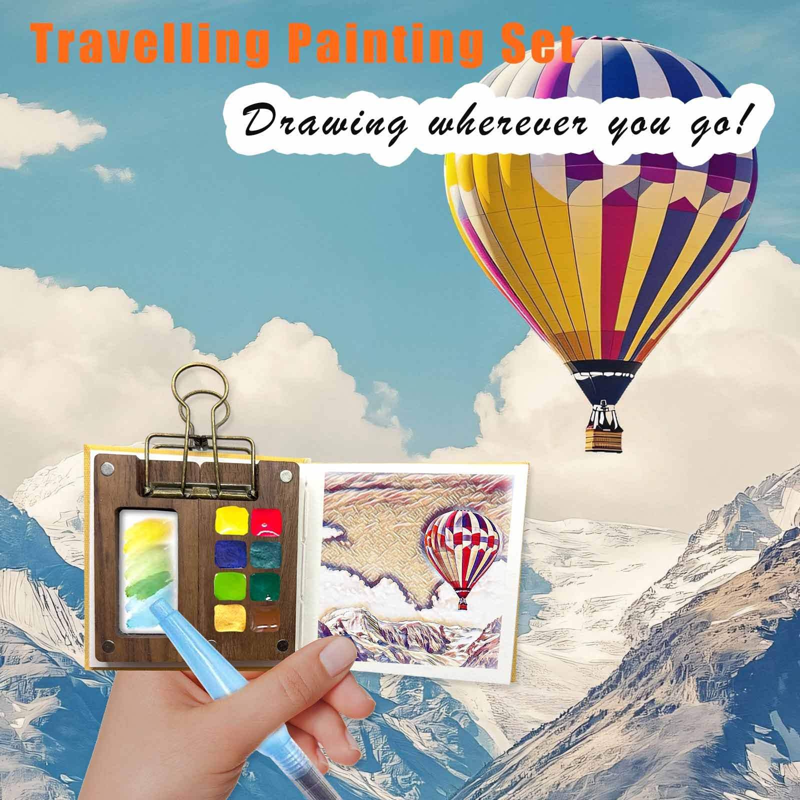 Travel Watercolor Kit β Mini Pocket Watercolor Palette Set with Watercolor Book & Paint Brush