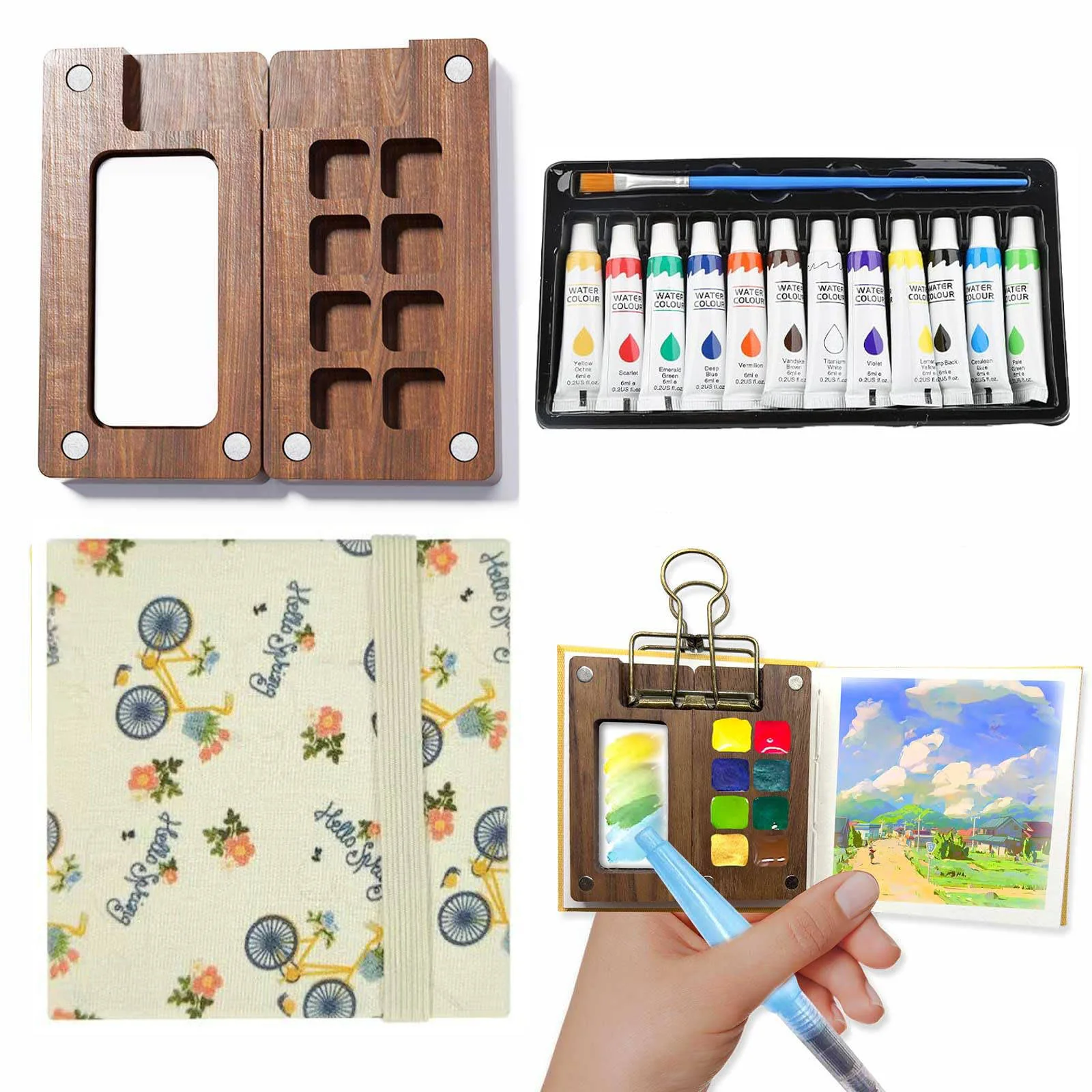 Travel Watercolor Kit β Mini Pocket Watercolor Palette Set with Watercolor Book & Paint Brush - Image 4