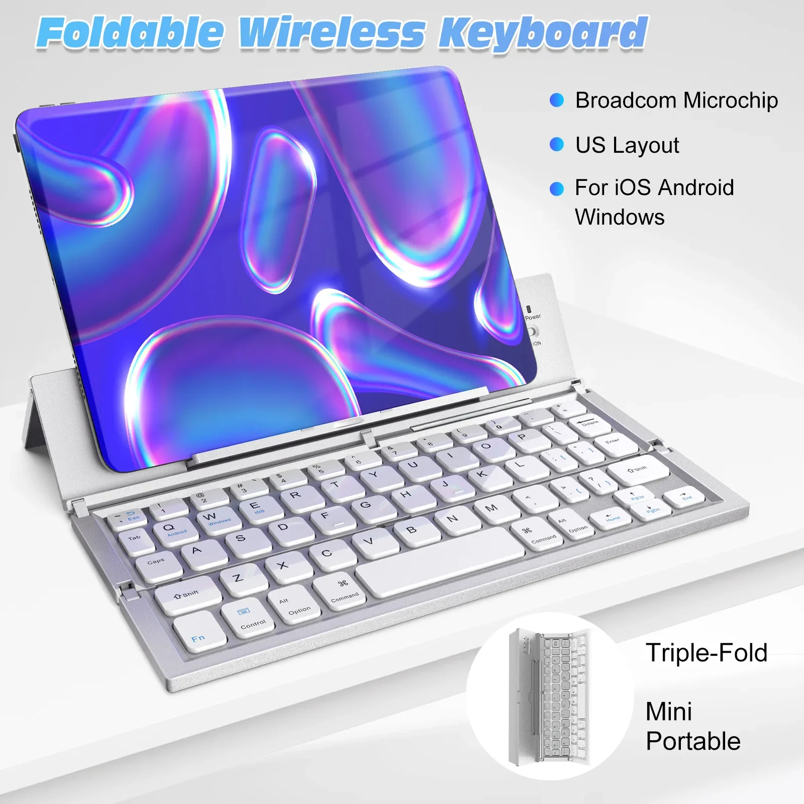 Ultra-Thin Foldable Wireless Bluetooth Keyboard - Image 3