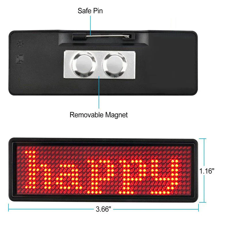 USB Rechargeable Programmable LED Message Badge - Image 5