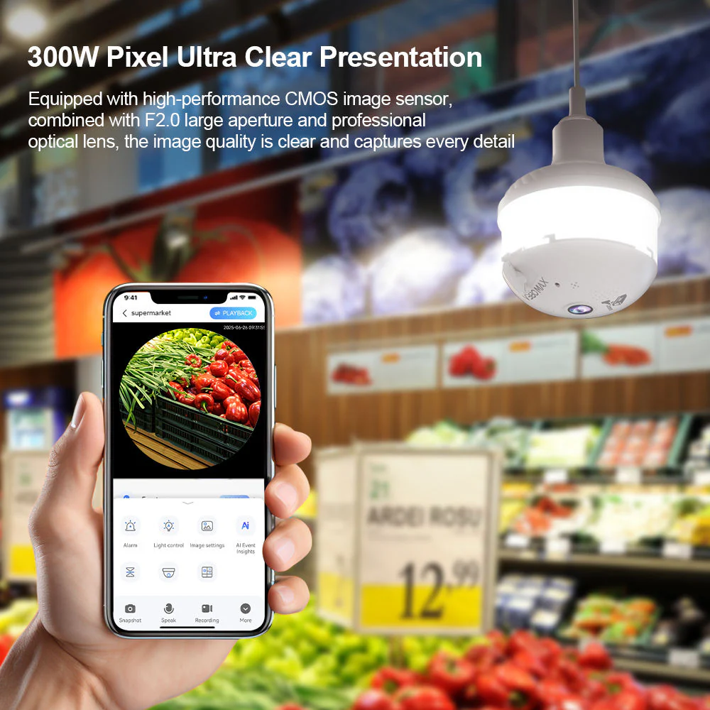 V380 App Smart 360° Light Bulb Security Camera with Night Vision - Image 4