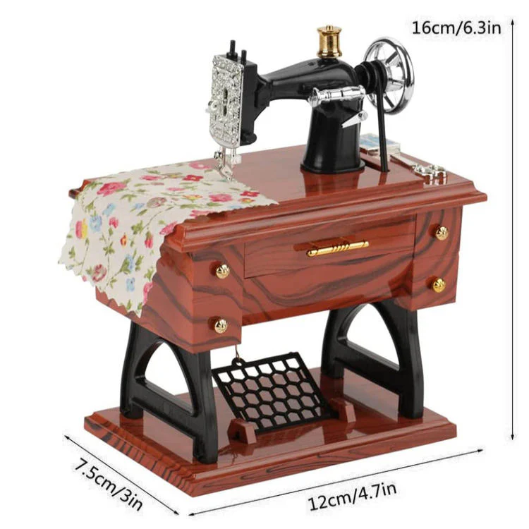 Vintage Sewing Machine Music Box โ Mechanical Desk Ornament - Image 6