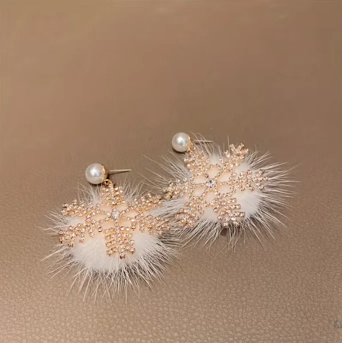Vintage Snowflake Dangle Earrings - Image 3