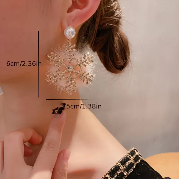 Vintage Snowflake Dangle Earrings - Image 5