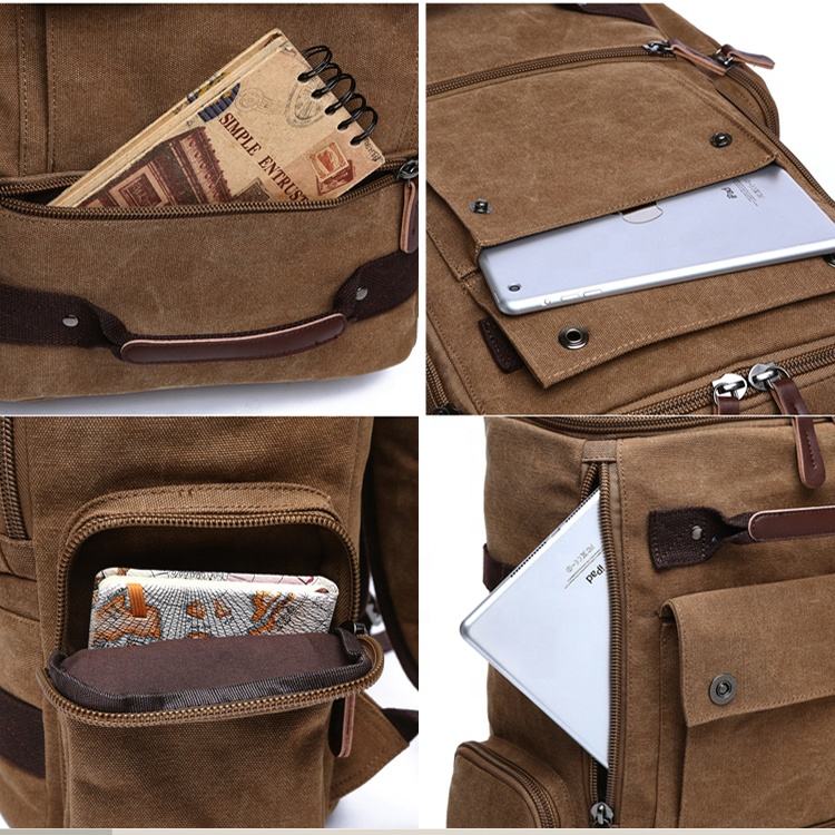 Vintage-Style Canvas Backpack for School & Travel - Image 3