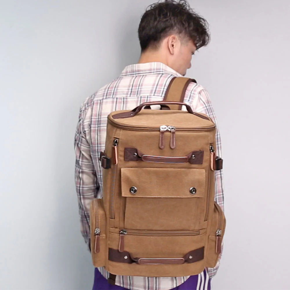 Vintage-Style Canvas Backpack for School & Travel - Image 5