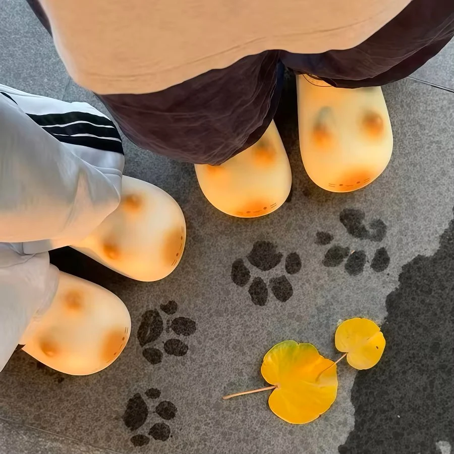 Waterproof Cat Paw Print Fluffy Slippers