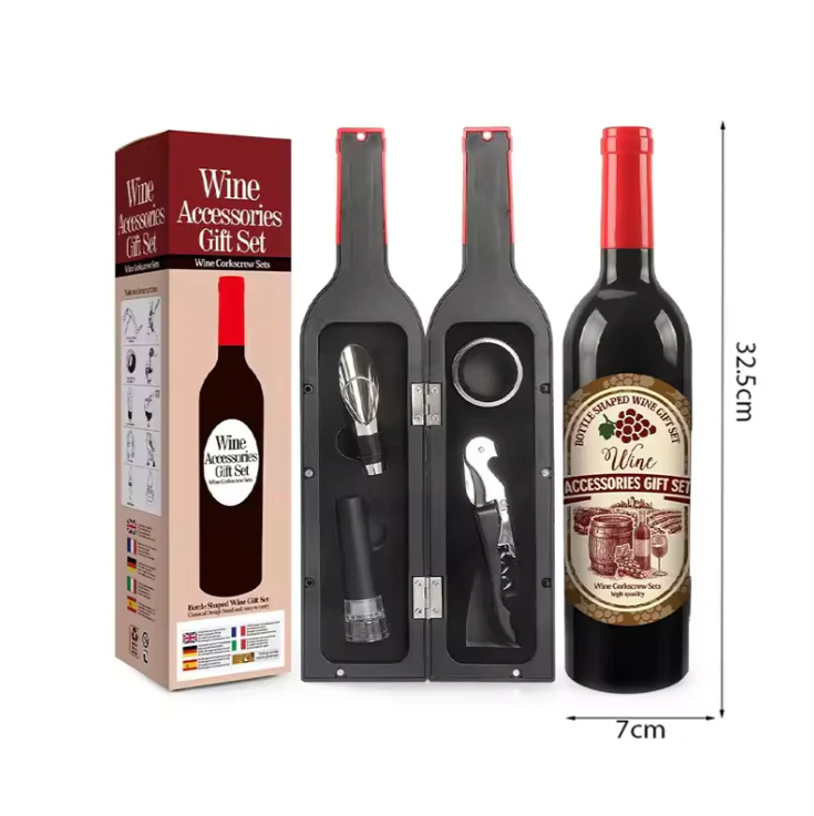 Wine Bottle Shaped Wine Opener Gift Set - Image 7