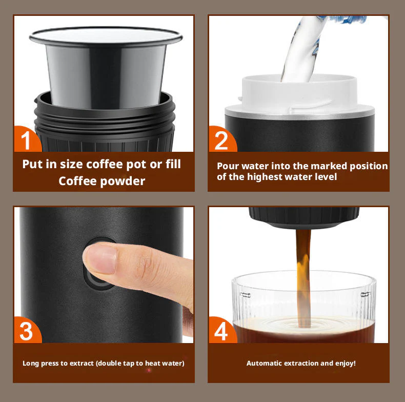 Wireless Portable Espresso Maker 3-in-1 Capsule & Ground Coffee Travel Machine - Image 4