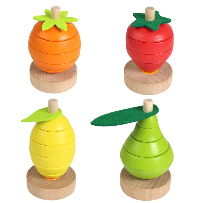Wooden Fruit Sorting & Stacking Toy for Kids - Image 5